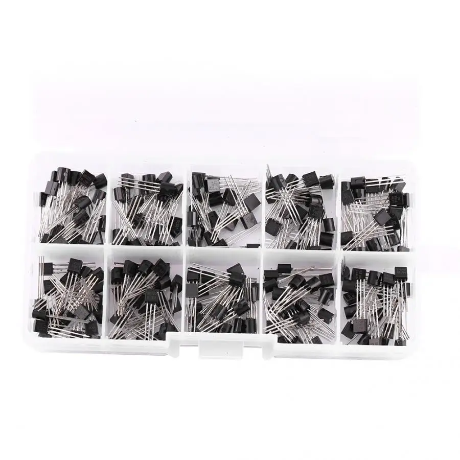 

200pcs/set 10 Values Silicon NPN PNP Transistor Assortment Kit Box BC337 BC547 tool parts