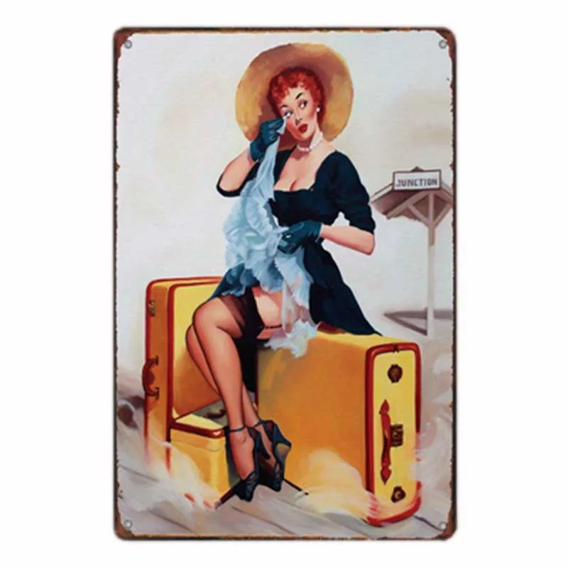 03268 Pinup плакат ретро-плакат металлическая жестяная вывеска булавка кафе украшение паба Ретро настенная тарелка декорации Декор для дома 20x30 см - Цвет: 03268