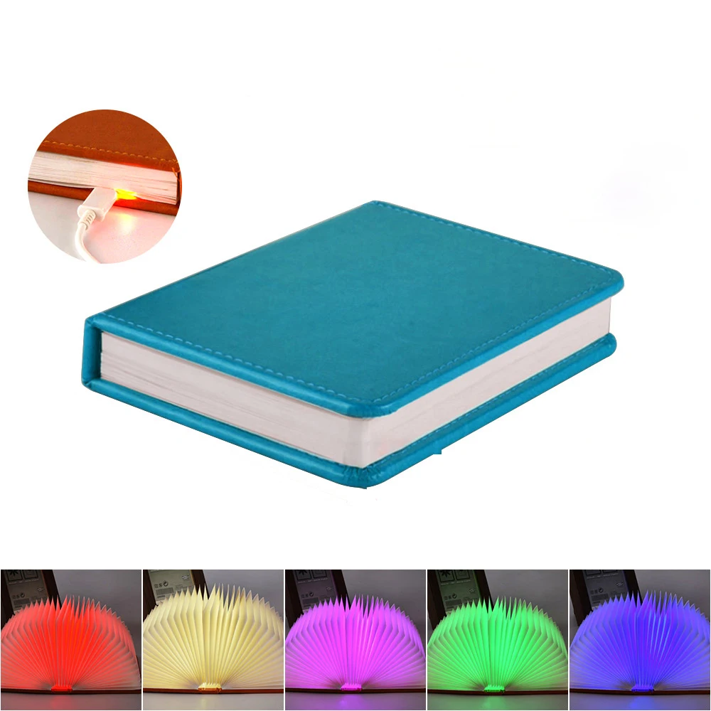 USB-зарядка 5 цветов 3D Креативный светодиодный ночник для книг магнитный складной