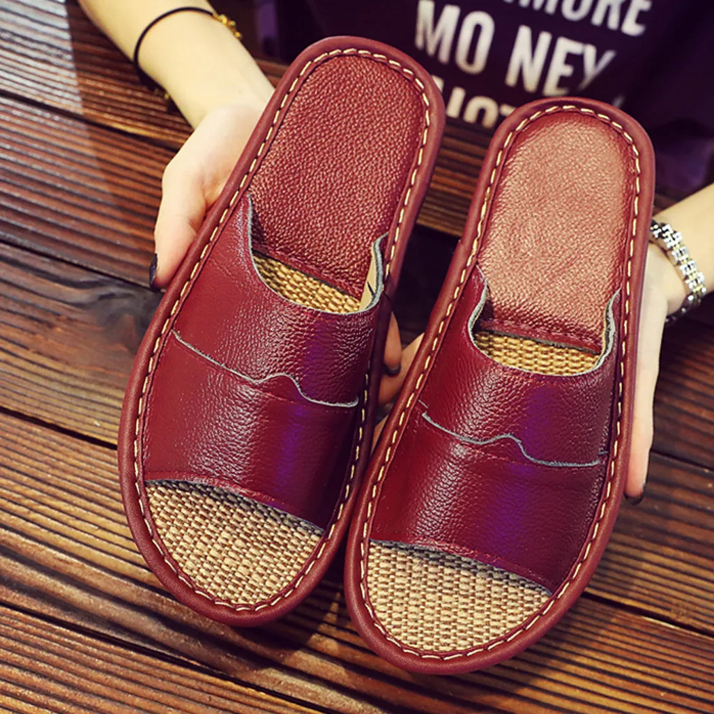 Тапочки женские домашние с открытым носком летние сандалии в ретро стиле Дамская