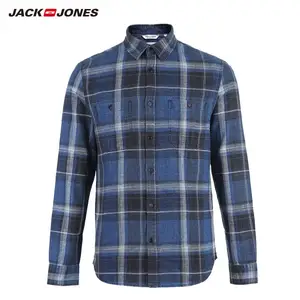 Мужская рубашка в клетку с длинными рукавами JackJones из 100% хлопка 218405511