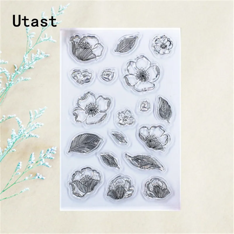 Листья цветы прозрачный силиконовый для печатей/прозрачный резиновый штамп DIY