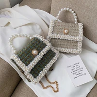 ladies hand messenger bag luxury handbag weaving pearl tote bags ins harajuku small square purse for female design crossbody bag