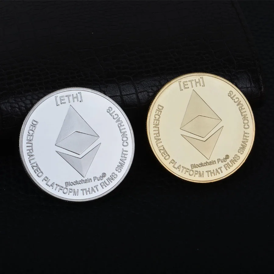 Позолоченная монета эфириума художественный сувенир отличный подарок коллекция