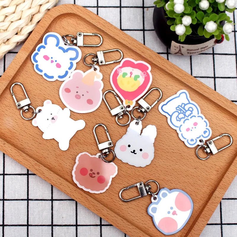 2020 Catoon медведь собака брелок золотой цвет милый для женщин металлические брелки