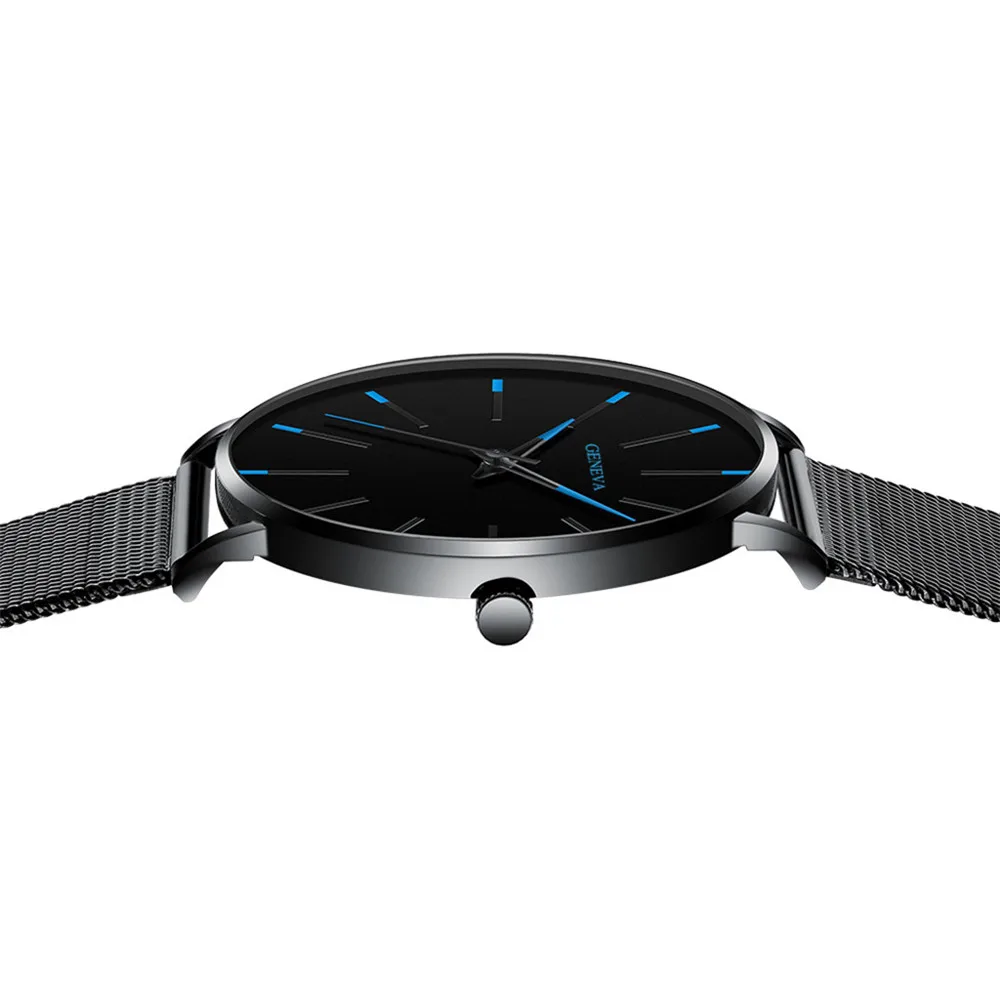 

Men Casual Watches Black Simple Fashion Watch Male mesh belt ultra-thin Design Clock Wrist Watches montre homme Top Style