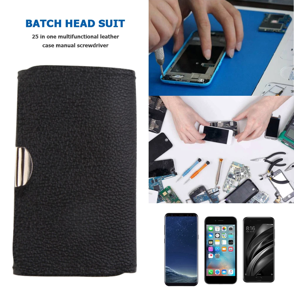 

25 in 1 Precision Screwdriver Bit Set Laptop Phone Notebook Computer Multi Repair Dismantle Tool with Leather Bag