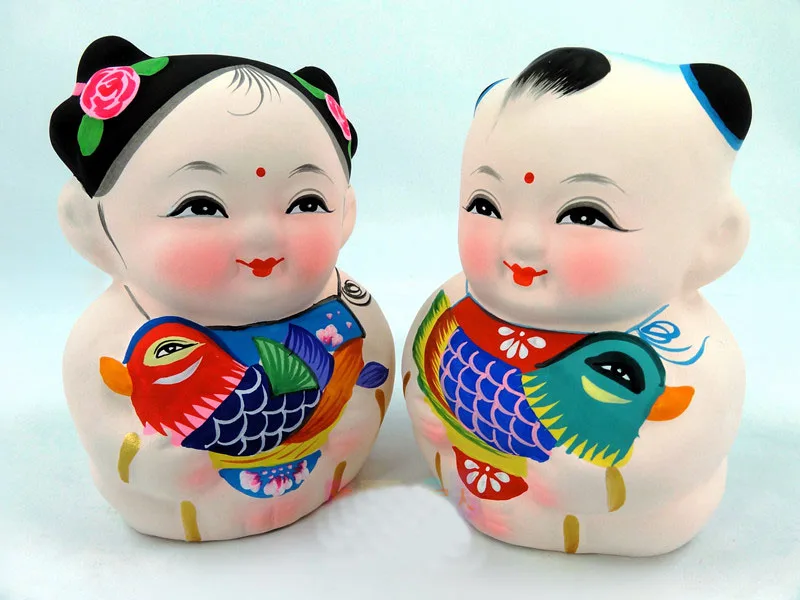 1 пара глиняных фигурок свадебный подарок Fu Art Craft Da A изысканный красивый