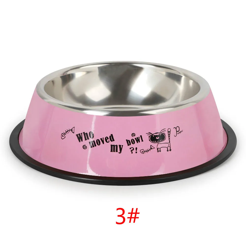 03 Random Color Противоскользящие миски для собак из нержавеющей стали, миски для кошек, миски для щенков, кормушки для собак, бутылки для воды для собак, контейнер для продуктов для домашних животных - Цвет: 03 Random Color
