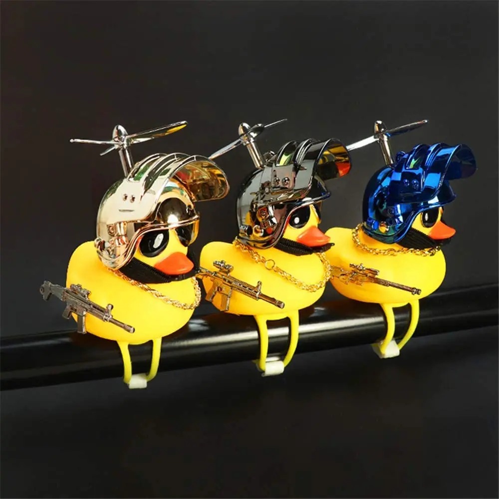 

Yellow Small Bike Duck Bicycle Bell, Luminous or Normal Duck, Ducky Bicycle Airscrew Helmet, Wind Motor LED Riding Lights Horn