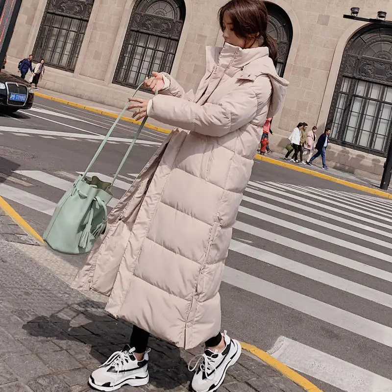 beige white parkas Женские пуховики, хлопковые зимние куртки, пальто, супер длинные парки с капюшоном, студенческие свободные женские куртки, теплая верхняя одежда, зимние пальто C5872 - Цвет: beige white parkas