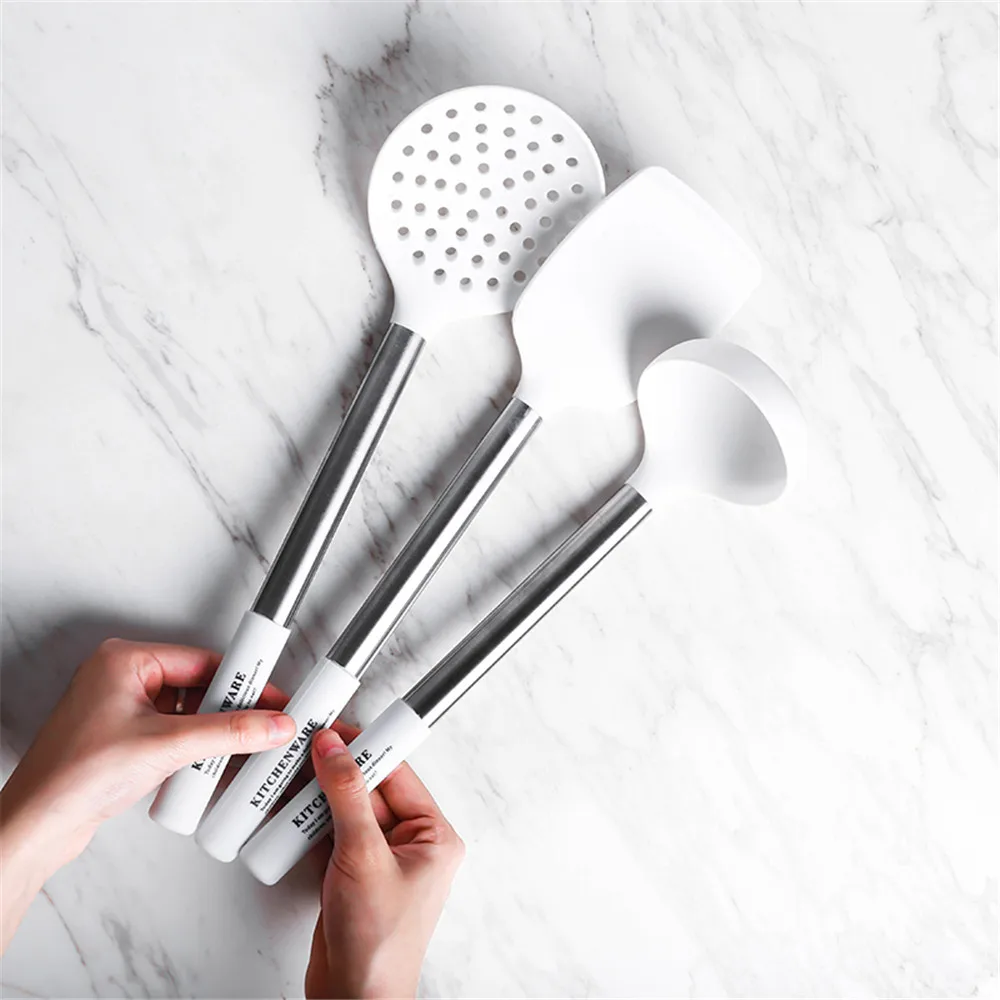 Кухонная утварь белая силиконовая ложка шпатель лапша суповая Лопата прочная