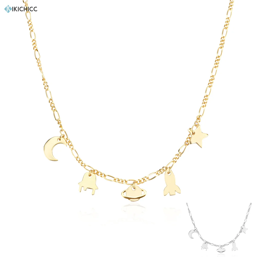 

ANDYWEN 925 Sterling Silver Gold Moon Star Global Charm Choker Long Chain Necklace 2021 Rock Punk Women Wedding Jewelry Gift