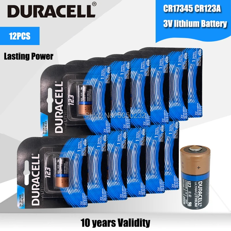 Литиевые батареи DURACELL 3 В 1550 мАч CR123 CR 123A CR17345 16340 cr123a 12 шт. оригинальные сухая