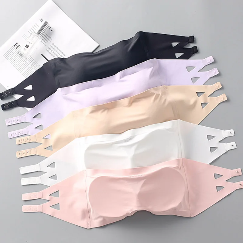

Q New Breathable Ice Silk Adjustable Wrapped Bra for Summer Ladies Tube Top Strapless Women's Lingerie Invisible Bra Bandeau Top