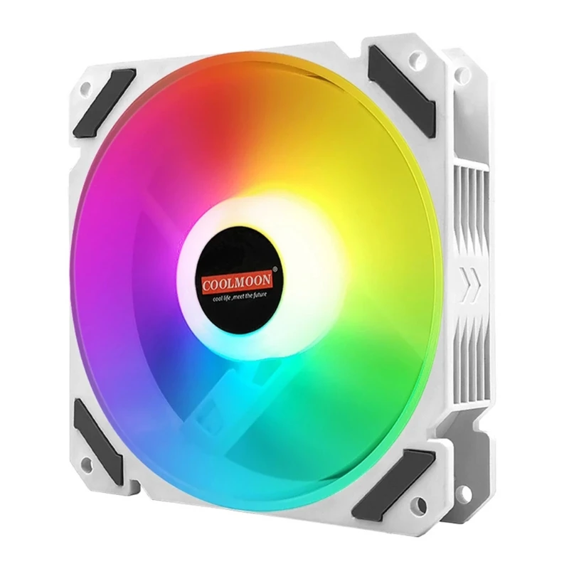 

Coolmoon 120mm PWM ARGB PC Case Fan Quiet 4 Pin Addressable RGB Cooling Fan for CPU Cooler Computer Chassis