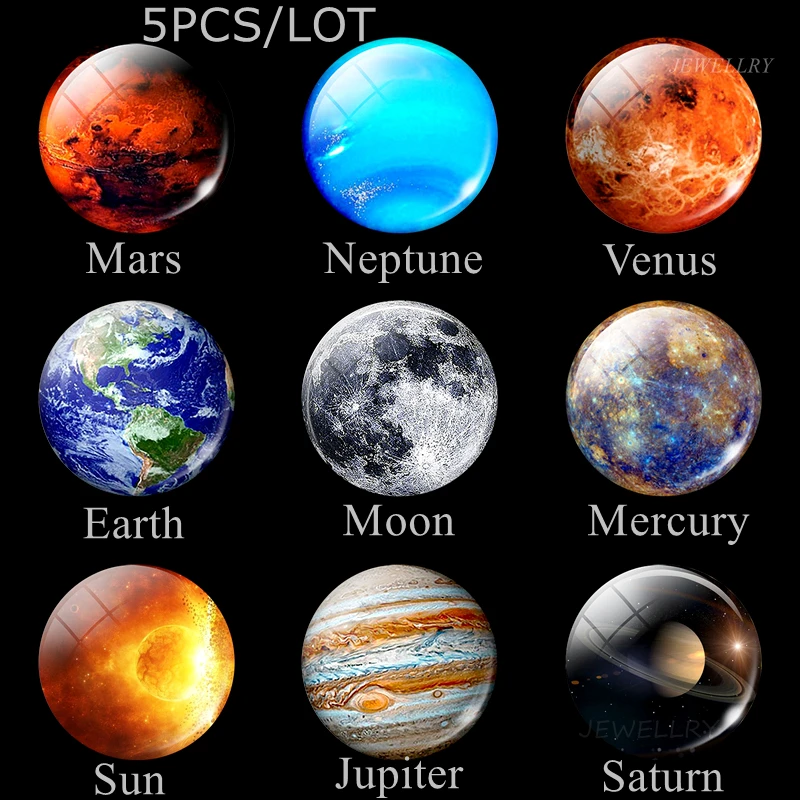 5 шт./компл. полная луна земля солнечная система планета 12/16/20/25/30 мм Стеклянные