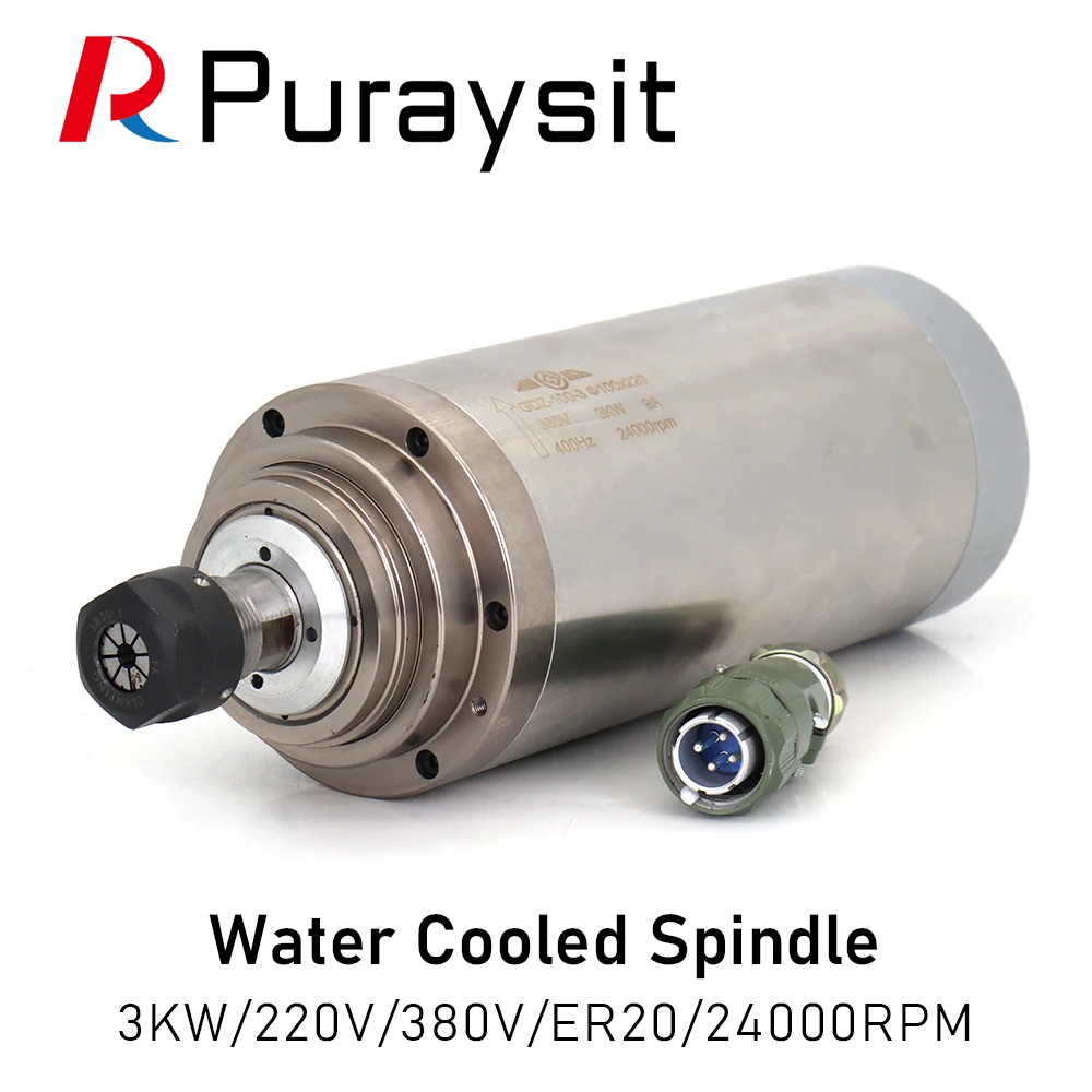 

Water Cooling Spindle GDZ-100-3 3KW 380V 9A 24000RPM 220V 12A CNC Spindle Motor Dia.100mm ER20 400Hz