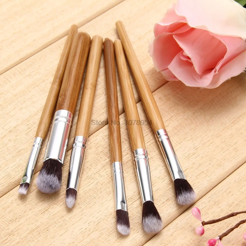 Набор из 6 кистей для макияжа с бамбуковой ручкой ems или dhl 100 шт.|brush set|eye brushmakeup flat