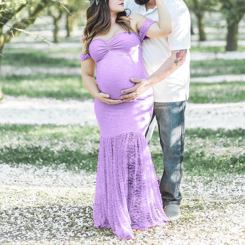 Новинка Элегантное кружевное платье для беременных Реквизит фотосессии Длинные