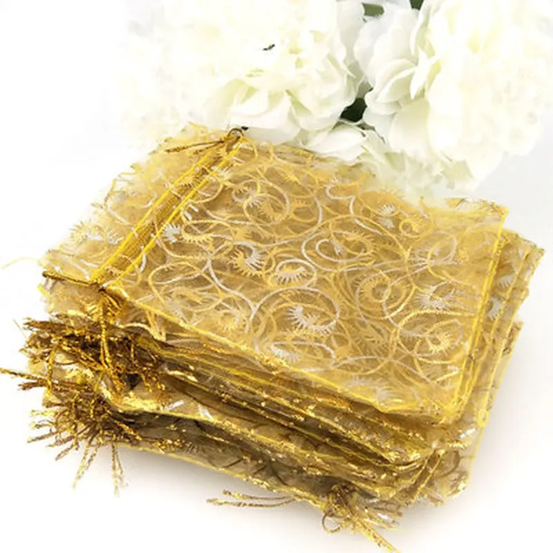 Органза с прозрачными марлевыми элементами 20 шт. упаковочные мешки из органзы