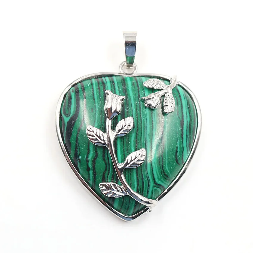 FYJS уникальный посеребренный цветок в форме листа аметист любовь сердце подвеска