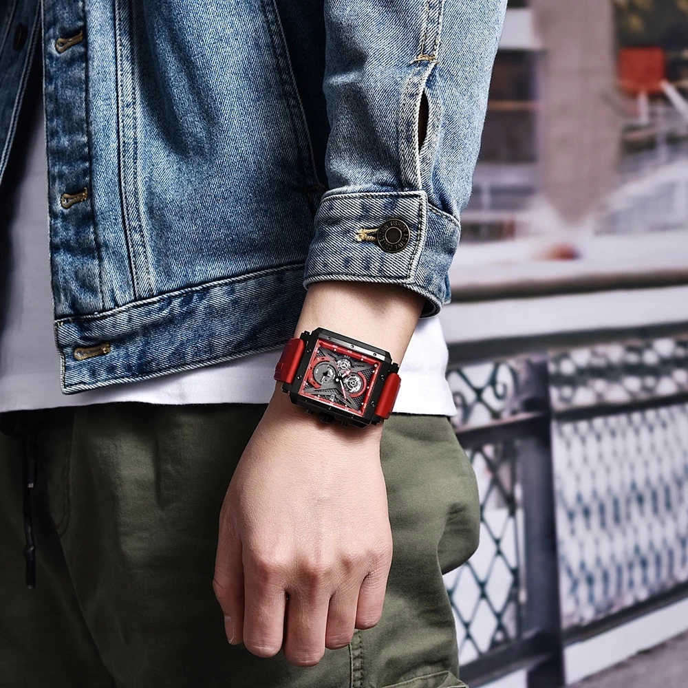 

BERSIGAR Marke 2021 New Rechteckigen Uhren für Herren Uhr Barrel Typ Quarz Casual Mode Luxus Sport Wasserdichte Chronograph