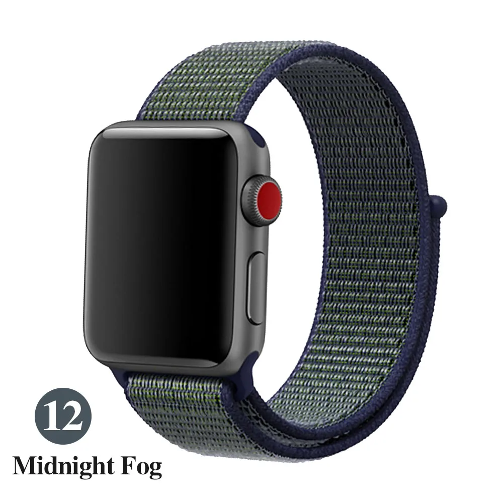 Band For Apple Watch Series 5 4 3 2 1 38MM 42MM watchband Breathable Nylon Strap Sport Loop for iwatch Bracelet 40MM 44MM - Band Color: Deep grey mist