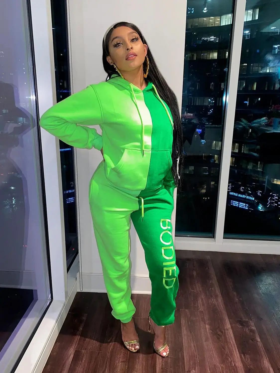 Женский костюм CN975 модный тонкий свитер с длинными рукавами и брюки повседневный