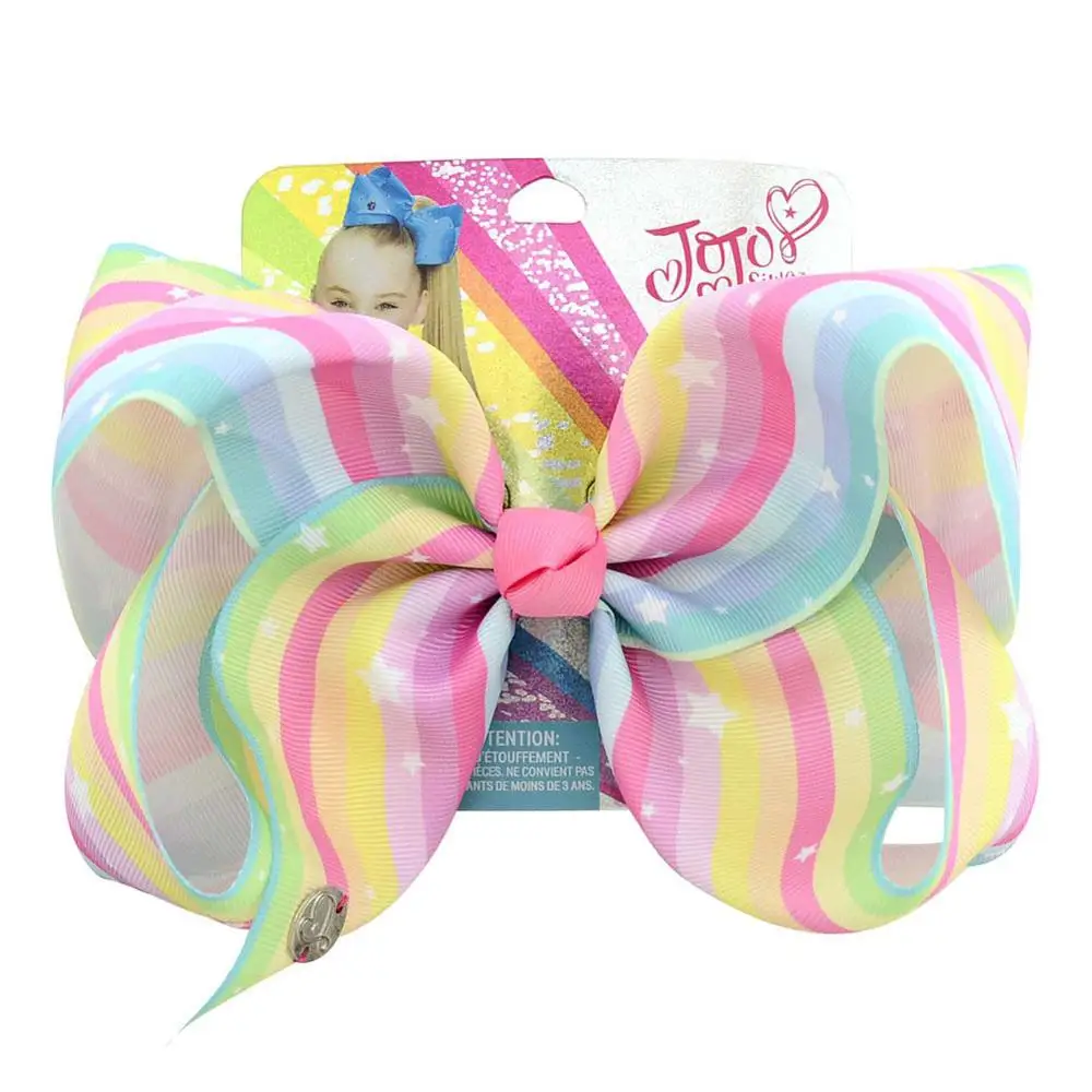 801-j-5 1 шт. " Большой JoJo Siwa банты Радужный Единорог бант-узел корсажная лента с рисунком ленты банты для волос с зажимом Детские аксессуары для волос - Цвет: 801-j-5