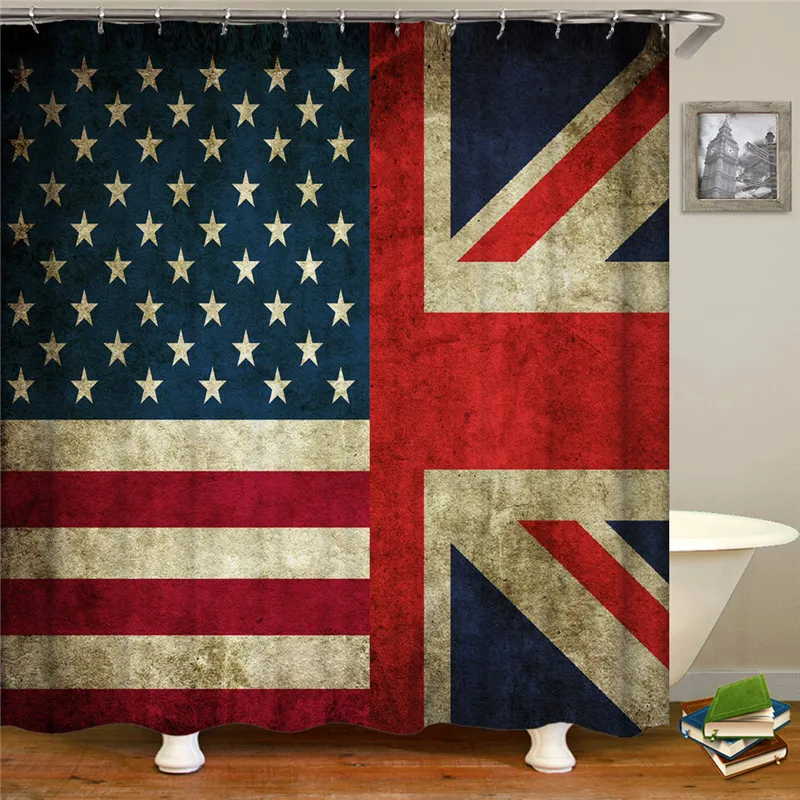 Занавеска для душа s дизайн с национальным флагом на старой деревянной