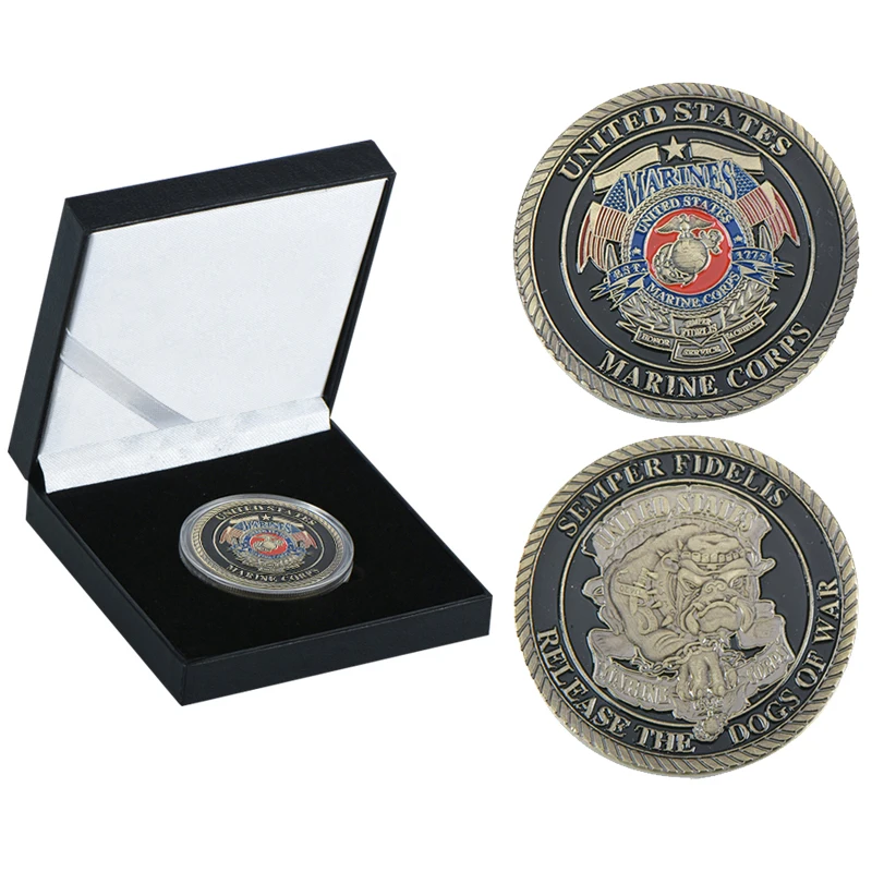coin5 with box WR армия США Военные позолоченные монеты коллекционные с монетницей Air Force темно-синяя сувенирная монета подарок для мужчин дропшиппинг - Цвет: coin5 with box
