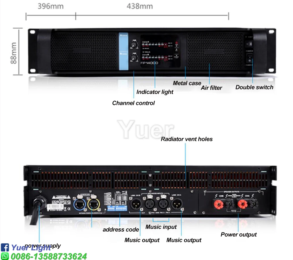 Профессиональный усилитель мощности 2 шт./лот FP14000 2x235 0 Вт/8 Ом SMPS для сцены