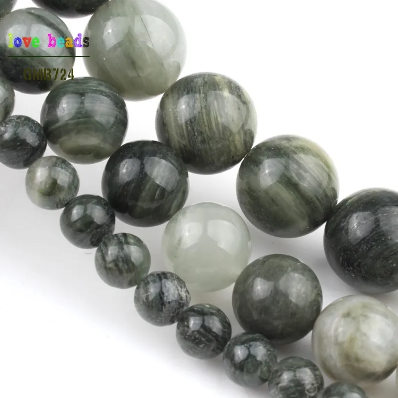 6/8/10/12мм натуральные зеленые рутиловые камни круглые бусины для изготовления ювелирных изделий женщин 15-дюймовые браслеты.