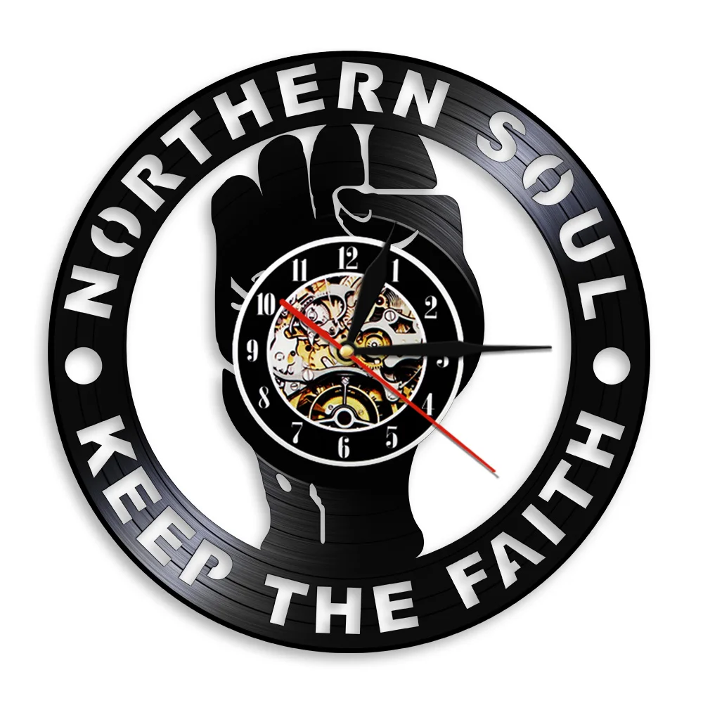 

Northern Soul Vinyl Record Wall Clock Northern Soul Keep The Faith Hanging Watch Manchester Hipster 60s Vintage Wall Decor