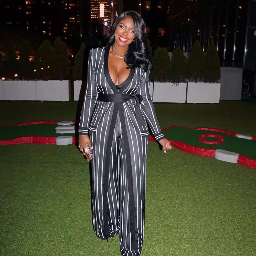 Adogirl/черная полосатая повязка комплект из двух предметов длинный плащ и длинные