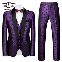 plyesxale floral wedding suits for men royal blue silver burgundy white purple man suit 5xl 6xl elegant prom stage suits q1003