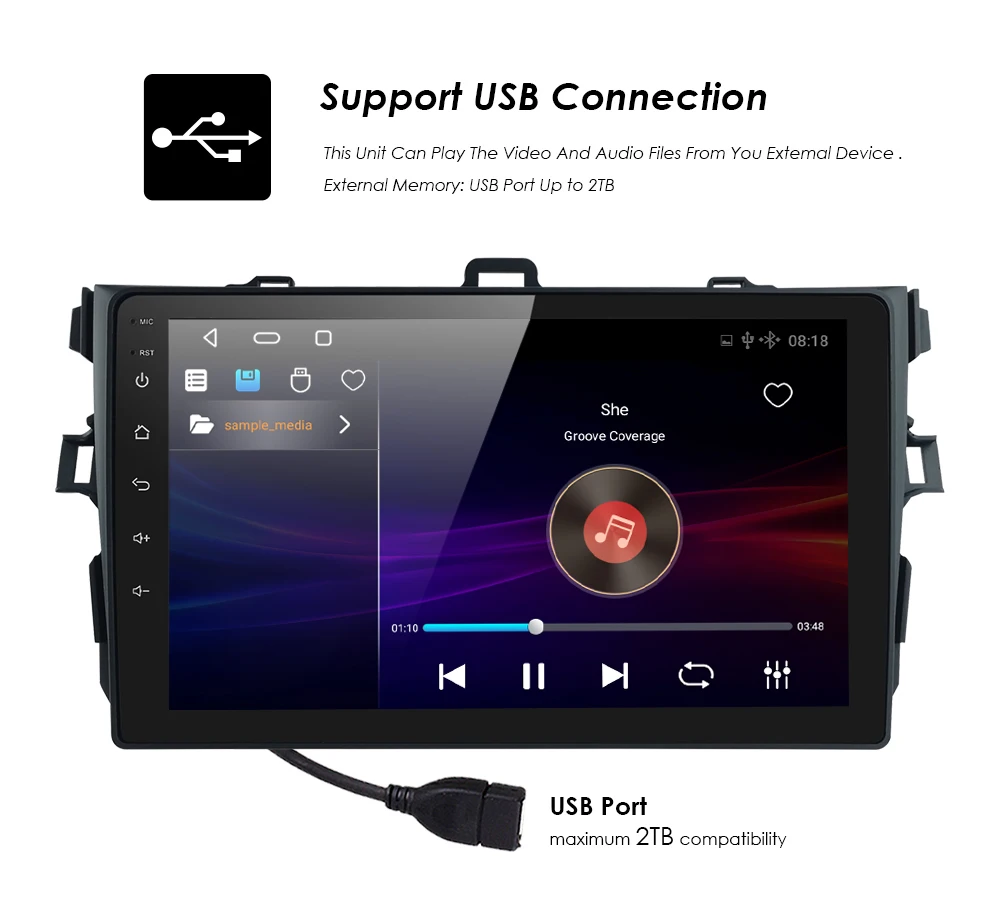 Автомобильная Мультимедийная система Ossuret 2DIN 9 дюймов 2.5D Android 4G Wi-Fi для Toyota Corolla