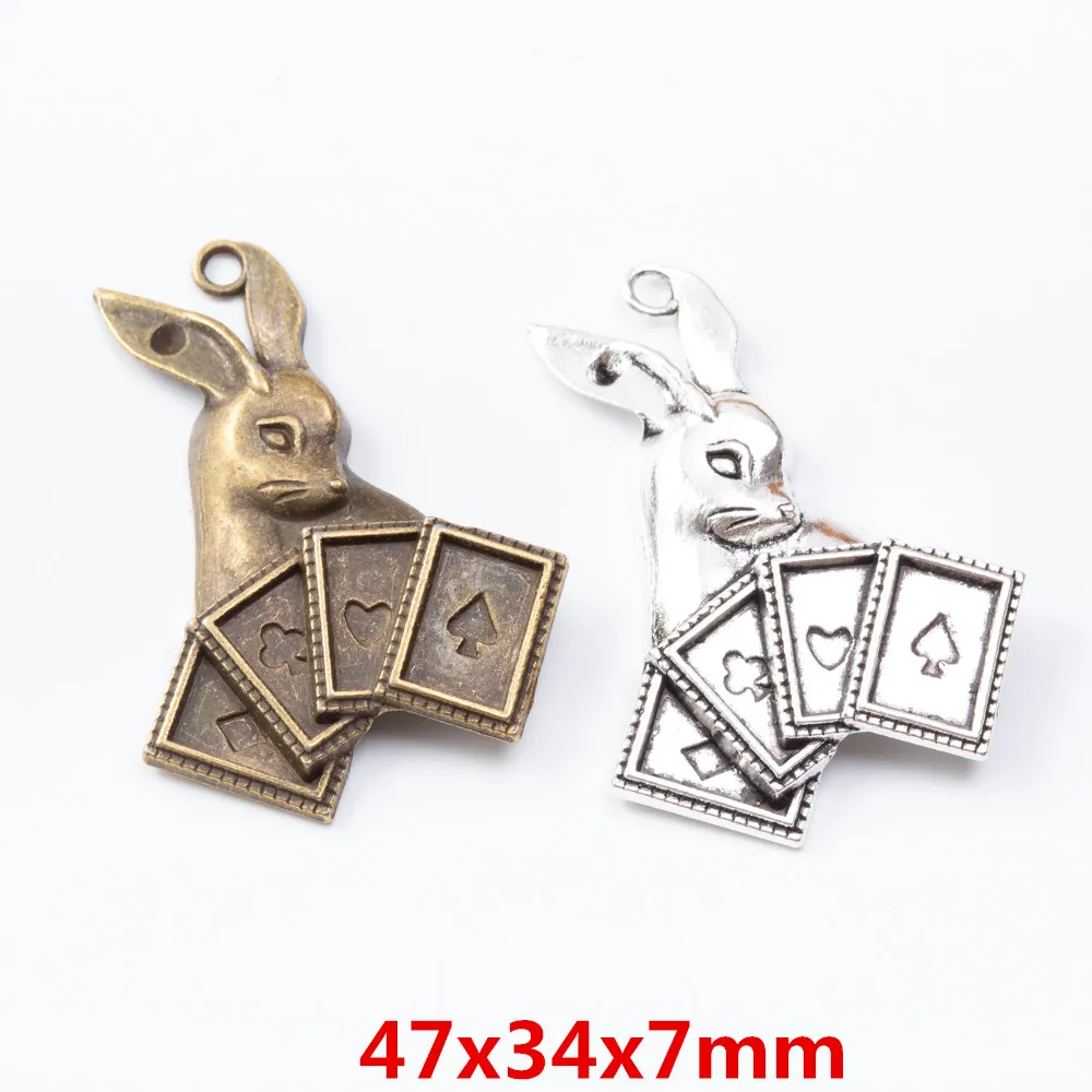 

10 pieces of retro metal zinc alloy rabbit pendant for DIY handmade jewelry necklace making 7330