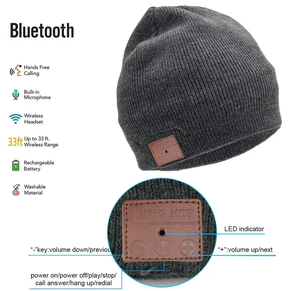 Беспроводные Bluetooth наушники стерео Смарт Музыка шляпа для смартфонов+ сенсорный экран перчатки Подарочная посылка, лучшие рождественские подарки