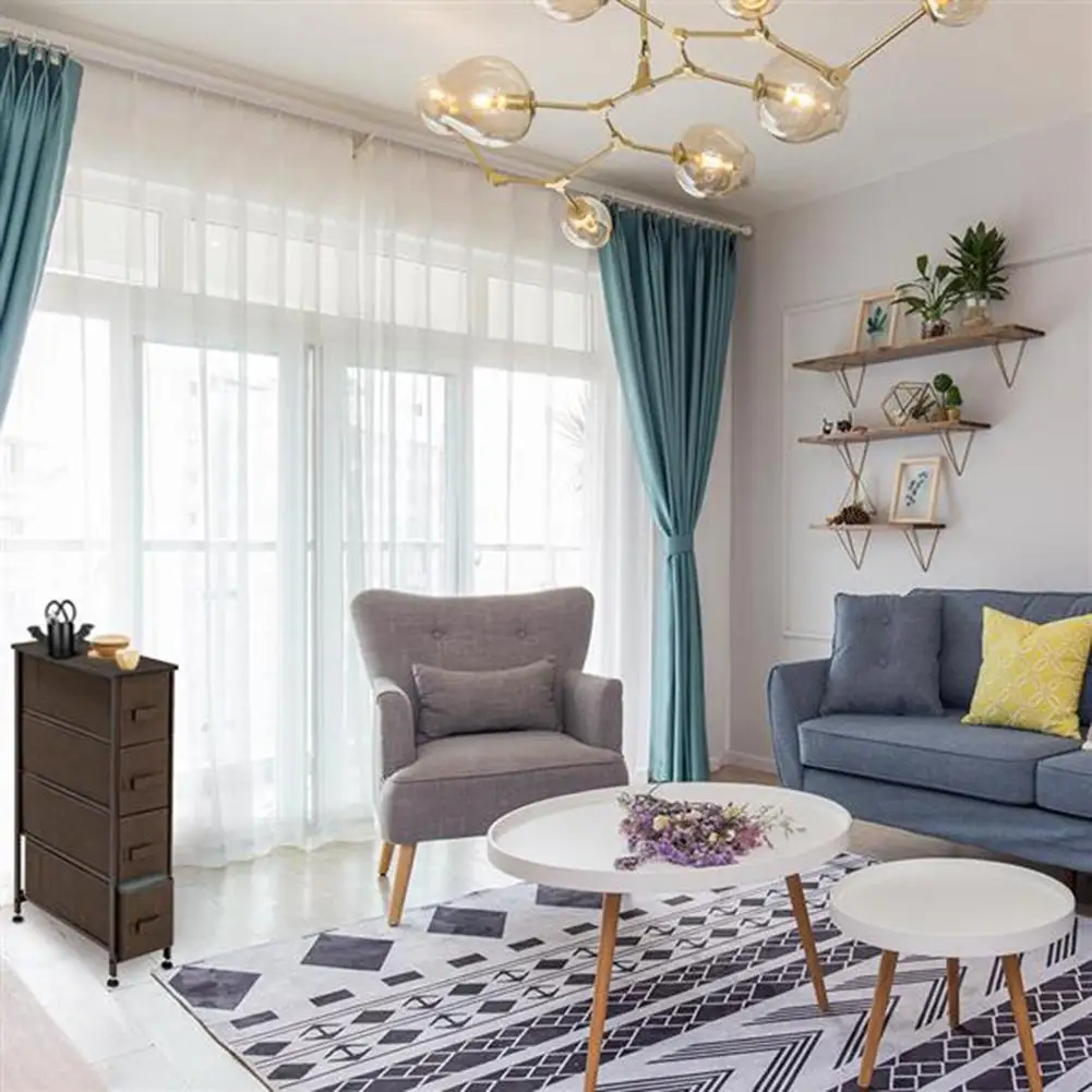 

Narrow Dresser Vertical Storage Unit With 4 Fabric Drawers Metal Frame Slim Storage Tower Furniture Cabinet For Living Room