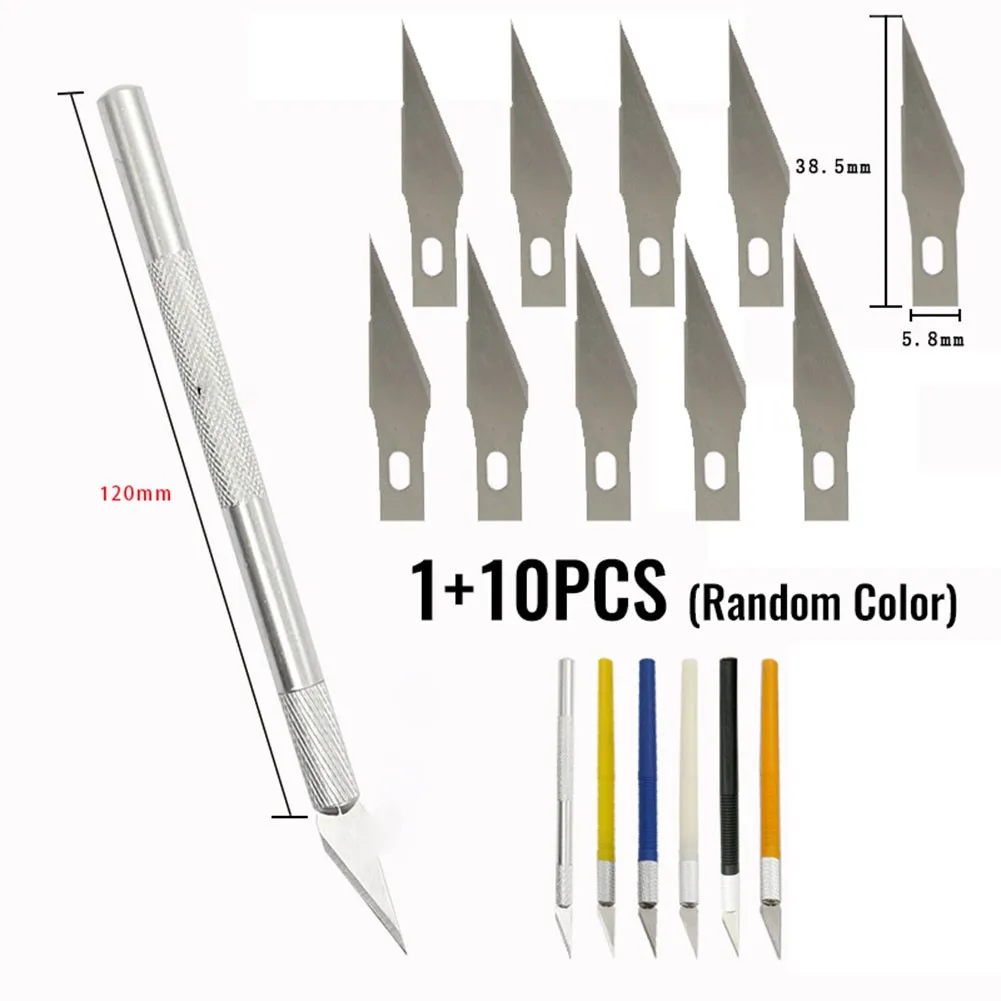

Cutter Blade Cutter Non-Slip Handle Arts Craft Cutting Tool Wood Paper 10 Blades Professional Scalpel DIY Repair Hand Tools