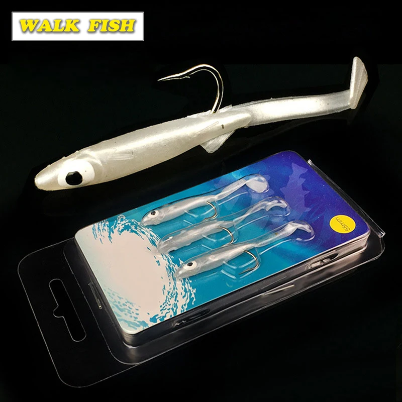 WALK FISH 3 шт./лот 55 мм мягкая рыболовная приманка с крючком Реалистичная силиконовая