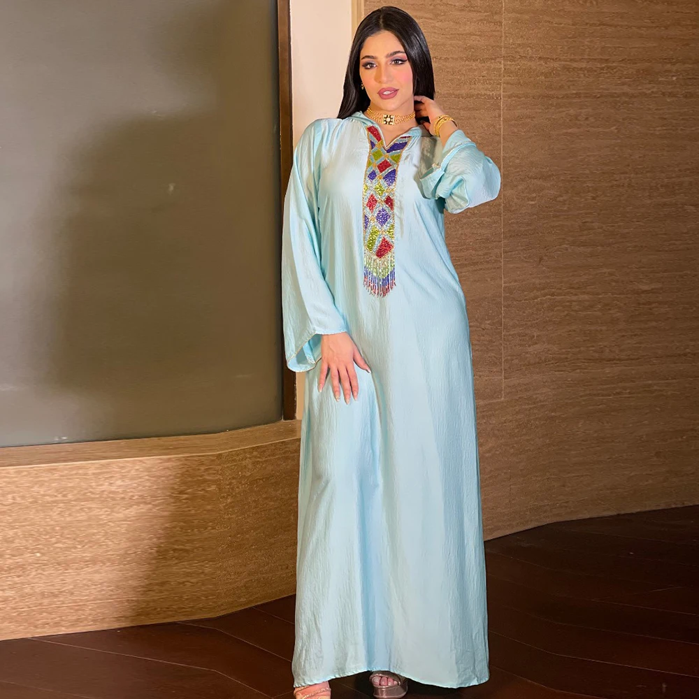 Рамадан ИД Мубарак джеллаба арабский сатиновый Кафтан Дубай абайя турецкое мусульманское платье мусульманская одежда для женщин Caftan Marocain