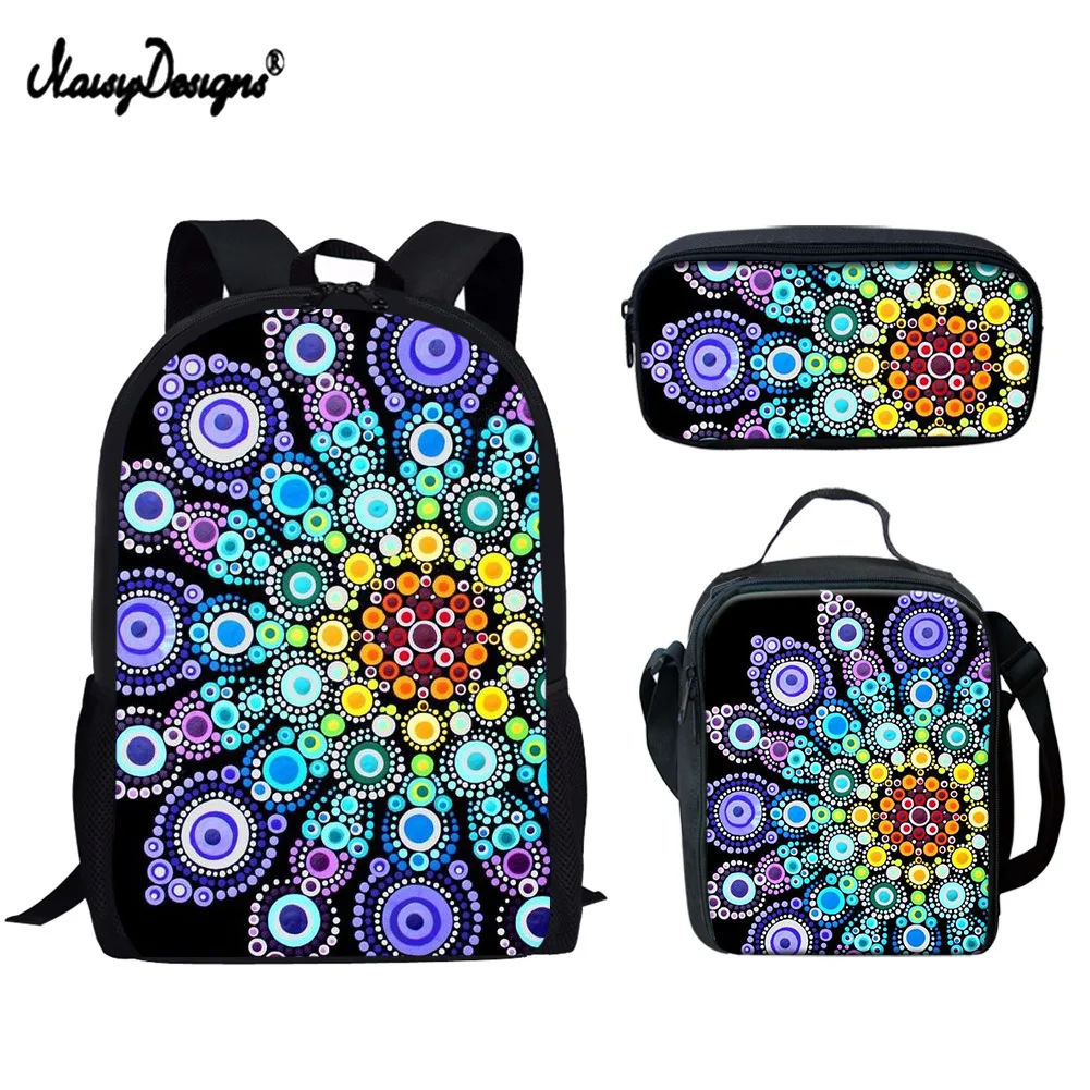 

NOISYDESIGNS Hippie Mandala Printing School Bags Polyester Schoolbags for Teenage Boys Girls Bookbag Children Backpacks 3pcs/set