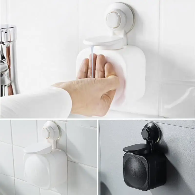 

1 Pc Liquid Soap Dispenser Wall Mounted Square Bathroom Accessories Suction Cup Hand Sanitizer Shower Gel Hand Back Press Bottle