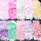 Блестящие хлопья для дизайна ногтей, пудра, блестки, блестки, смешанные тонкие крупные Блестки для украшения маникюра