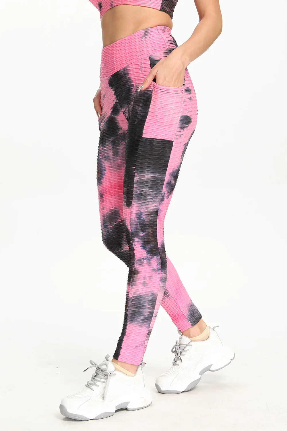 

2021 summer new leisure tie dye printed sports pants slim high waist elastic band women's Yoga Pants