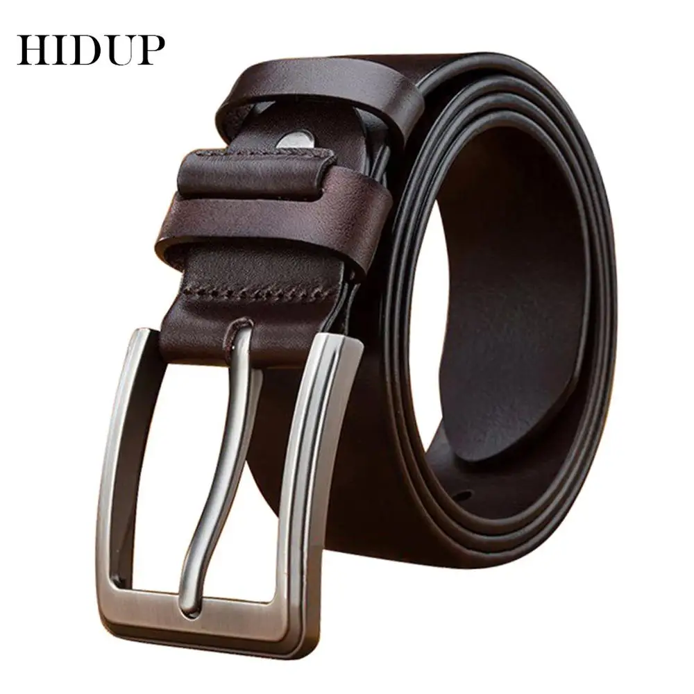 HIDUP известная марка Качественные однотонные ремни из воловьей кожи мужские Ретро