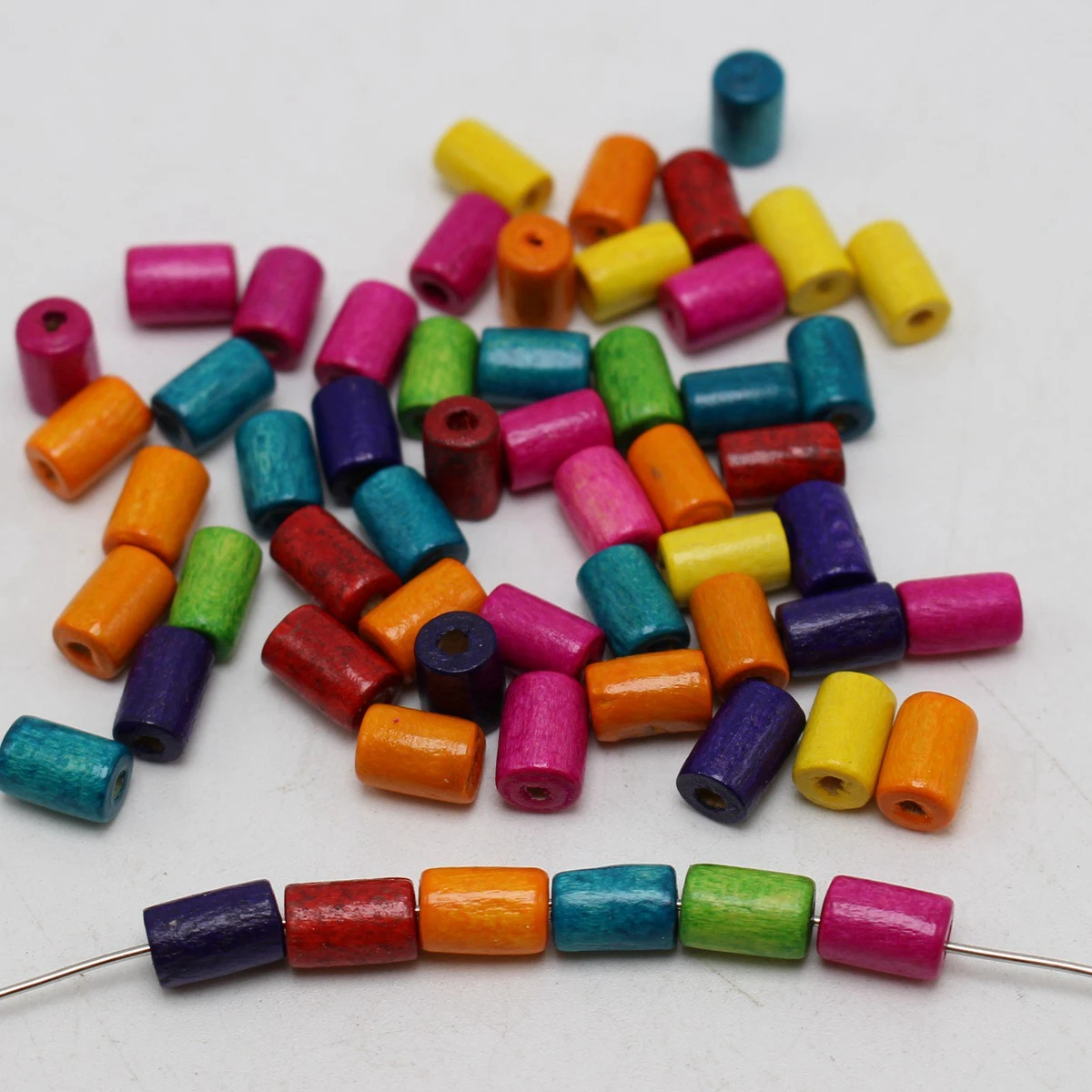 500 Mixed Color 4X8mm Tube Wood Beads~Wooden | Украшения и аксессуары